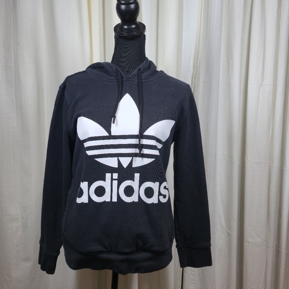 Adidas Adicolor Trifold Black Hoodie Sweatshirt - Picture 10 of 16
